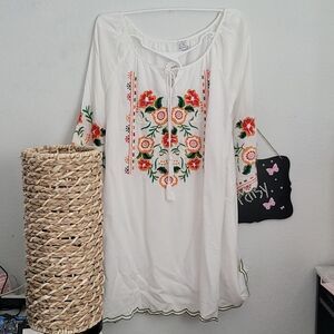 1488 CHIC CONECTION White embroidery Dress Size XL P